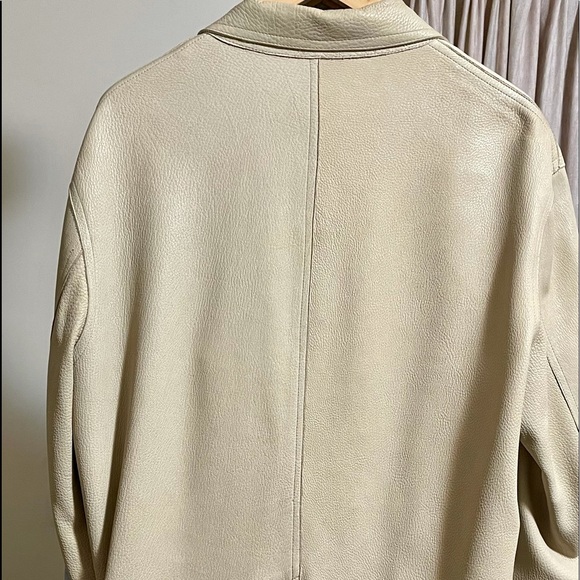 DONNA KAREN 3/4  BEIGE LEATHER JACKET MENS SIZE M - Picture 5 of 6